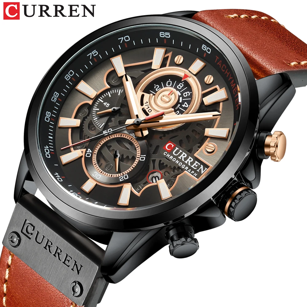 CURREN Fashion Watches for Mens Top Luxury Brand Sport Wrist Watch Military Genuine Leather Chronograph Quartz Relogio Masculino
CURREN Fashion Watches for Mens Top Luxury Brand Sport Wrist Watch Military Genuine Leather Chronograph Quartz Relogio Masculino