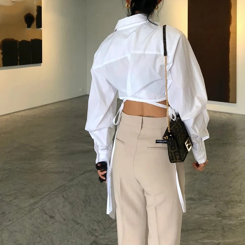 Lucyever Summer White Long Sleeve Lace Up Women Shirts Fashion Back Split Turndown Collar Shirt Woman Korean Office Ladies Tops
Lucyever Summer White Long Sleeve Lace Up Women Shirts Fashion Back Split Turndown Collar Shirt Woman Korean Office Ladies Tops