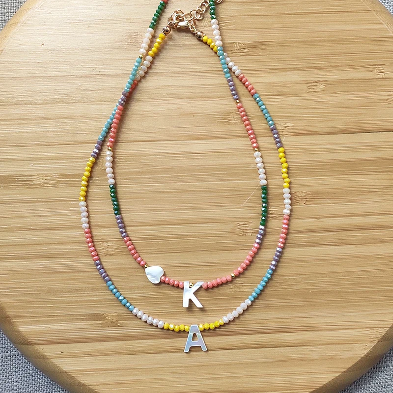 Handmade colorful crystal beads necklace fashion shell letter pendant name choker for women rainbow neck accessories undefined
Handmade colorful crystal beads necklace fashion shell letter pendant name choker for women rainbow neck accessories undefined