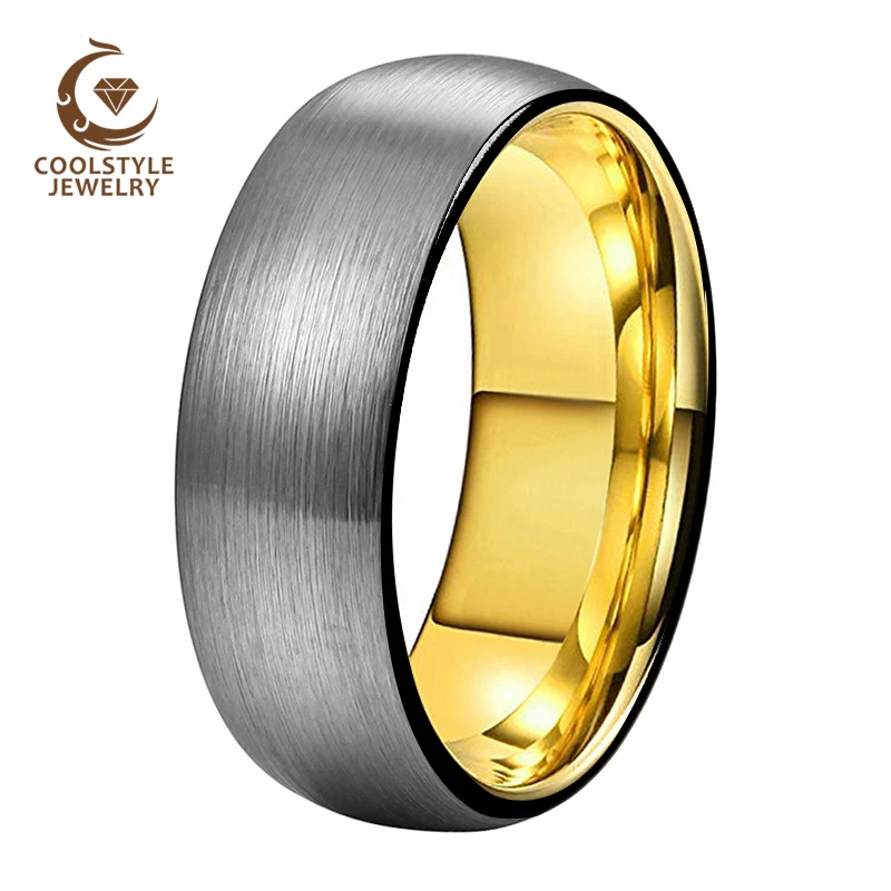 Tungsten Wedding Band Ring For Men Women Black Yellow Gold Color Domed Brushed 8MM Comfort Fit
Tungsten Wedding Band Ring For Men Women Black Yellow Gold Color Domed Brushed 8MM Comfort Fit
