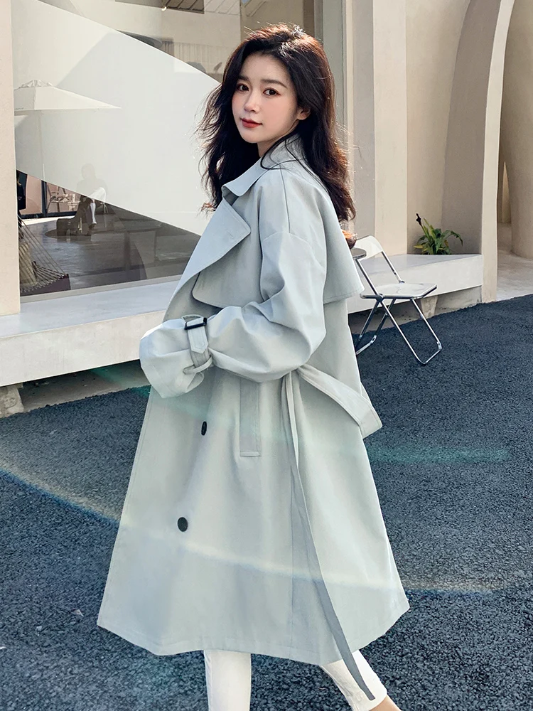 Trench Coat Spring Autumn Korean Style Double-Breasted Loose Classic Windbreaker Office Lady Long Outerwear Female
Trench Coat Spring Autumn Korean Style Double-Breasted Loose Classic Windbreaker Office Lady Long Outerwear Female