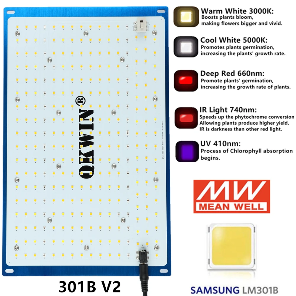 240W QBS Led Grow Light Full Spectrum Samsung LM301B 2.9Umol/J bead DIY with red light on/off switch
240W QBS Led Grow Light Full Spectrum Samsung LM301B 2.9Umol/J bead DIY with red light on/off switch