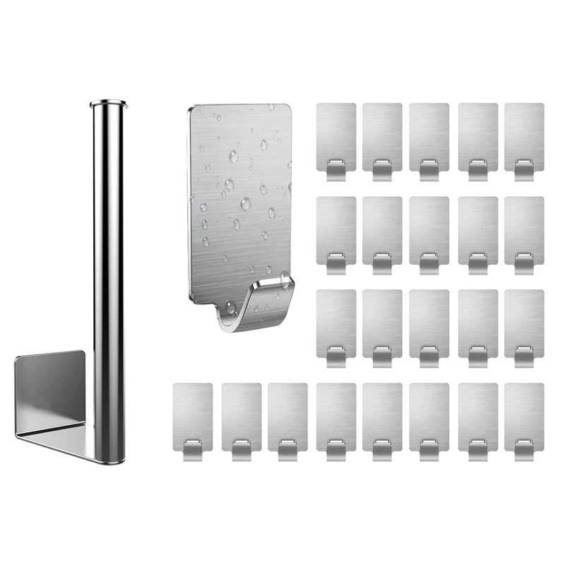 1 Set Self-Adhesive, Stainless Steel Towel Hooks & 1 Set Self Adhesive Paper Towel Holder-13.75Inch Paper Towel Rack
1 Set Self-Adhesive, Stainless Steel Towel Hooks & 1 Set Self Adhesive Paper Towel Holder-13.75Inch Paper Towel Rack