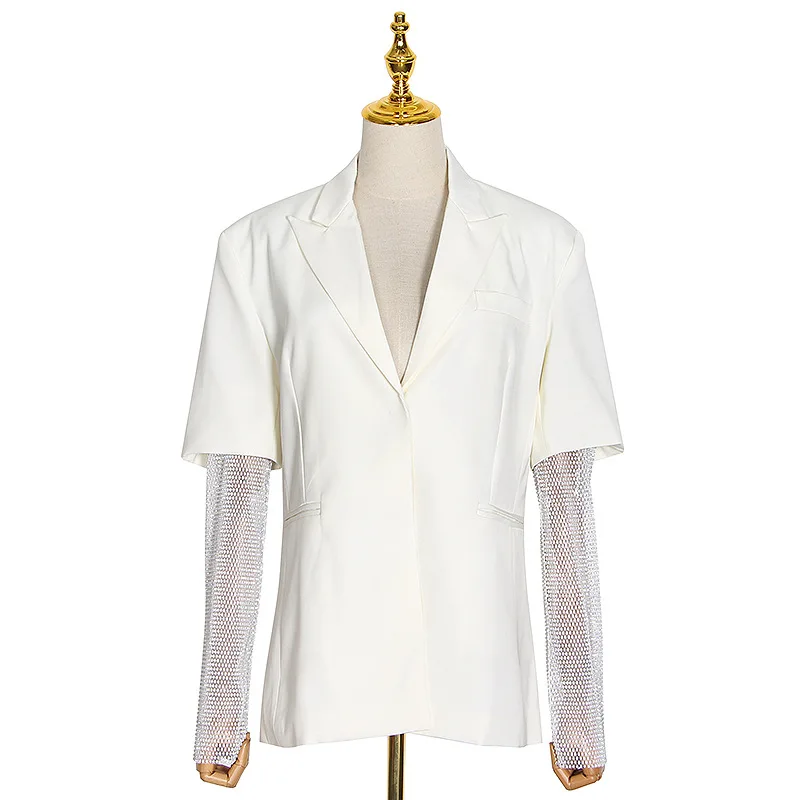 Summer new fashion sexy niche drill sleeve fake long sleeve stitching suit jacket loose suit jacket
Summer new fashion sexy niche drill sleeve fake long sleeve stitching suit jacket loose suit jacket