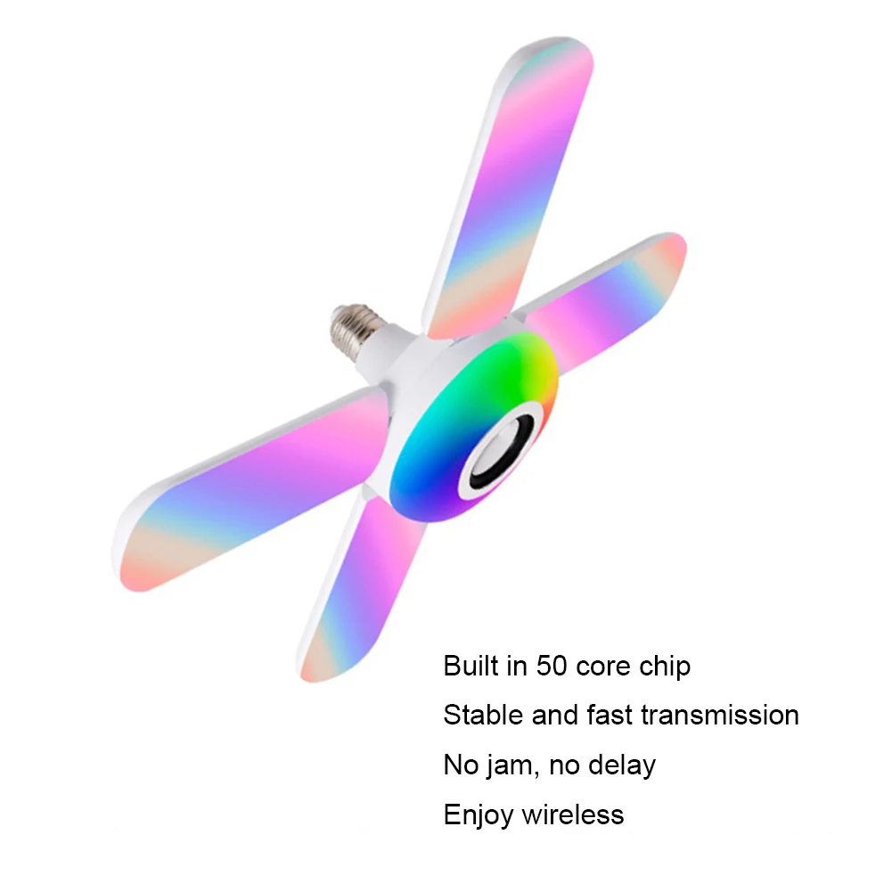 50W LED Foldable Four-Leaf Light E27 RGB Music Deformable Ceiling Lamp Colorful Intelligent Folding Fan Bulb Lamp
50W LED Foldable Four-Leaf Light E27 RGB Music Deformable Ceiling Lamp Colorful Intelligent Folding Fan Bulb Lamp