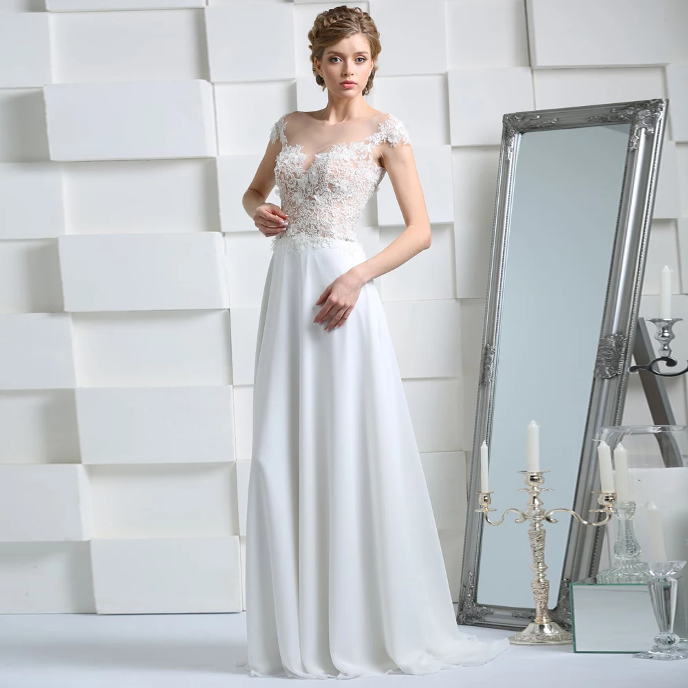 Vestidos Charming Wedding Dresses Chiffon Appliques Pleat Bateau Sleeveless Covered Button A-Line Bridal Gowns Novia Do
Vestidos Charming Wedding Dresses Chiffon Appliques Pleat Bateau Sleeveless Covered Button A-Line Bridal Gowns Novia Do