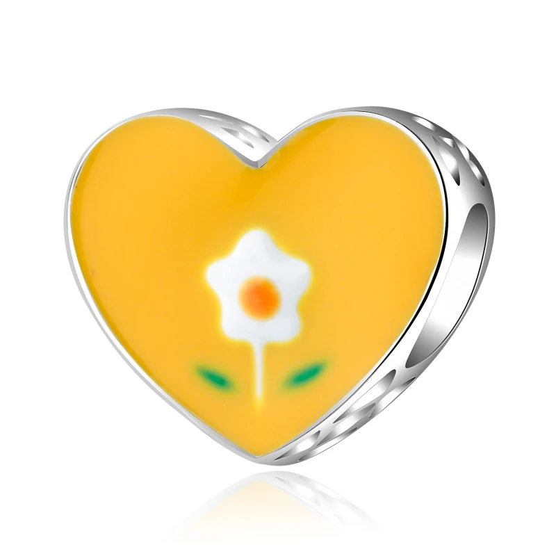 

2021 желтые эмалевые подвески в форме сердца для женщин, оригинальные ювелирные изделия, изготовление браслетов своими руками