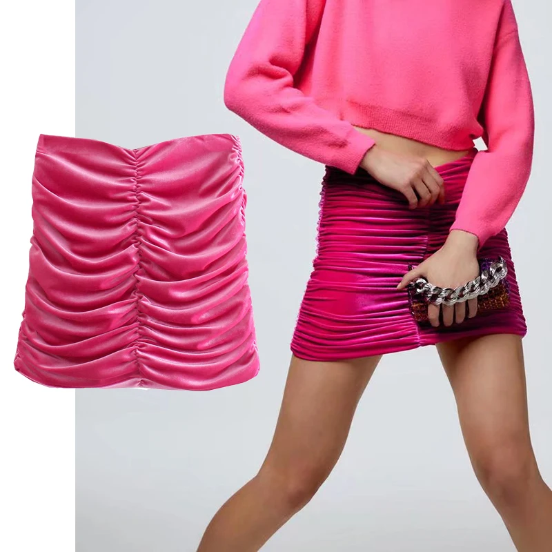 Za Spring Autumn Women Mini Velvet Skirt 2022 Solid High Waist Skirt Female Pleated Elegant Fashion Party A-Line Skirt
Za Spring Autumn Women Mini Velvet Skirt 2022 Solid High Waist Skirt Female Pleated Elegant Fashion Party A-Line Skirt