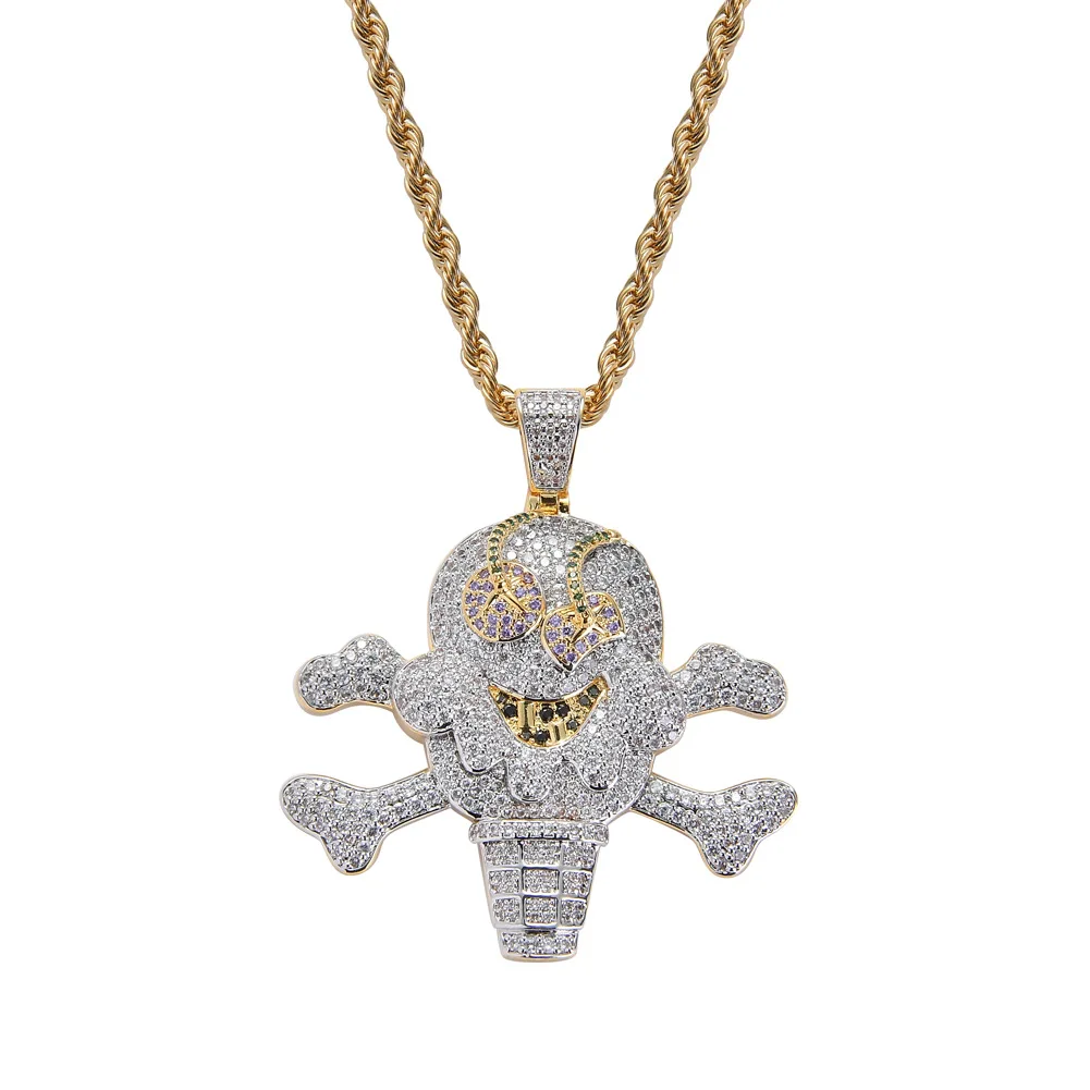 Hip Hop Jewelry 18k Gold Plated Zirconia Simulated Diamond Iced Out Chain Pirate Ice Cream Pendant Necklace for Men Charm Gifts
Hip Hop Jewelry 18k Gold Plated Zirconia Simulated Diamond Iced Out Chain Pirate Ice Cream Pendant Necklace for Men Charm Gifts