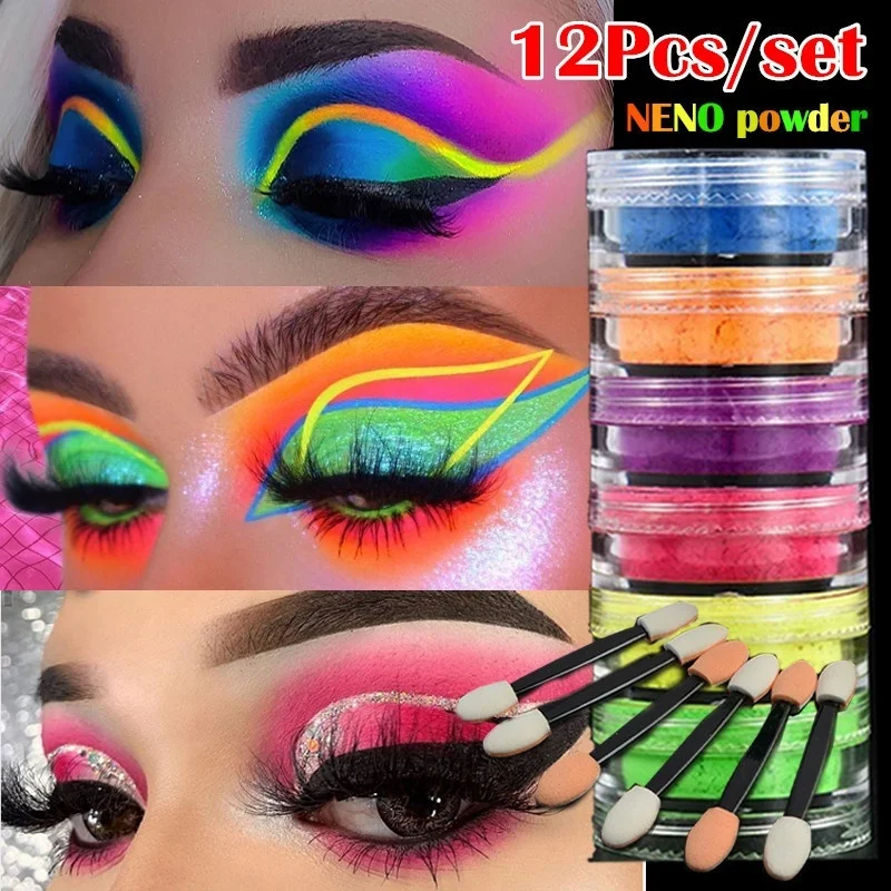 12 pieces/set of neon shiny eye shadow shimmer loose powder nail powder pigment with eye shadow brush female eye makeup tool
12 pieces/set of neon shiny eye shadow shimmer loose powder nail powder pigment with eye shadow brush female eye makeup tool