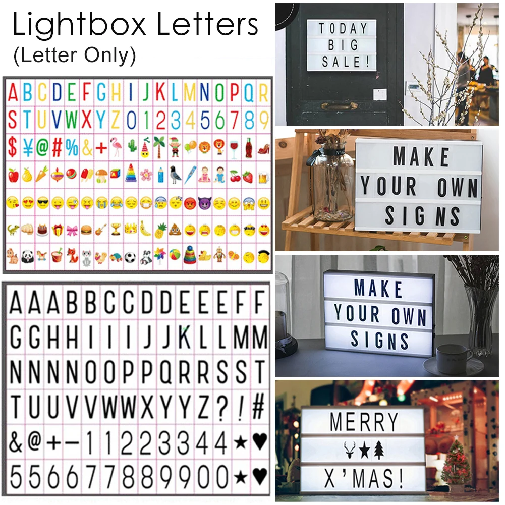 84/126pcs Cinema LED Lightbox Replacement Letters and Symbols Signs Black for A4/A5 LightBox
84/126pcs Cinema LED Lightbox Replacement Letters and Symbols Signs Black for A4/A5 LightBox