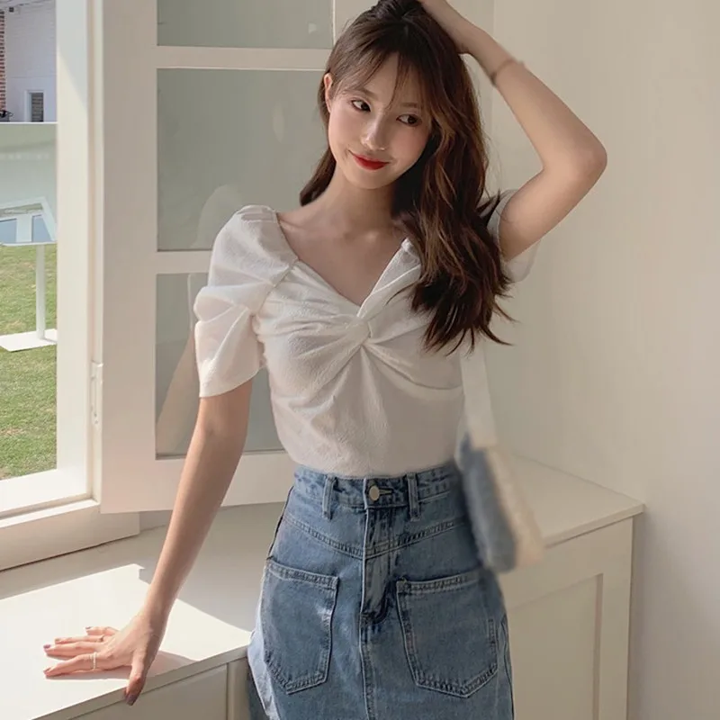 ETOSELL Sexy V-Neck Blouse Women Casual Solid Color Puff Sleeve Blouse's Women's Clothing
ETOSELL Sexy V-Neck Blouse Women Casual Solid Color Puff Sleeve Blouse's Women's Clothing