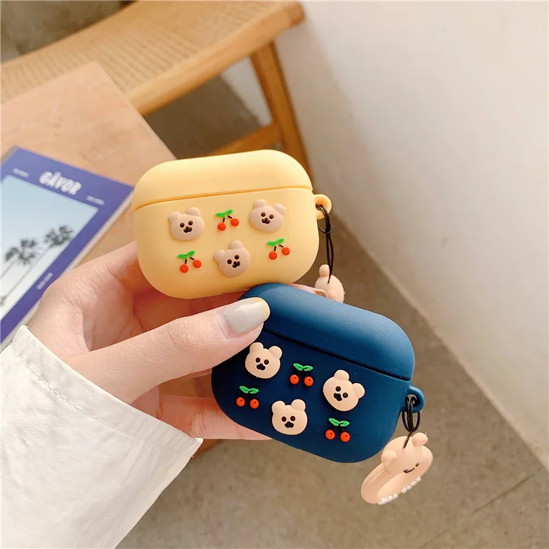 Силиконовый чехол для Airpods pro Kawaii беспроводных наушников с милым медведем