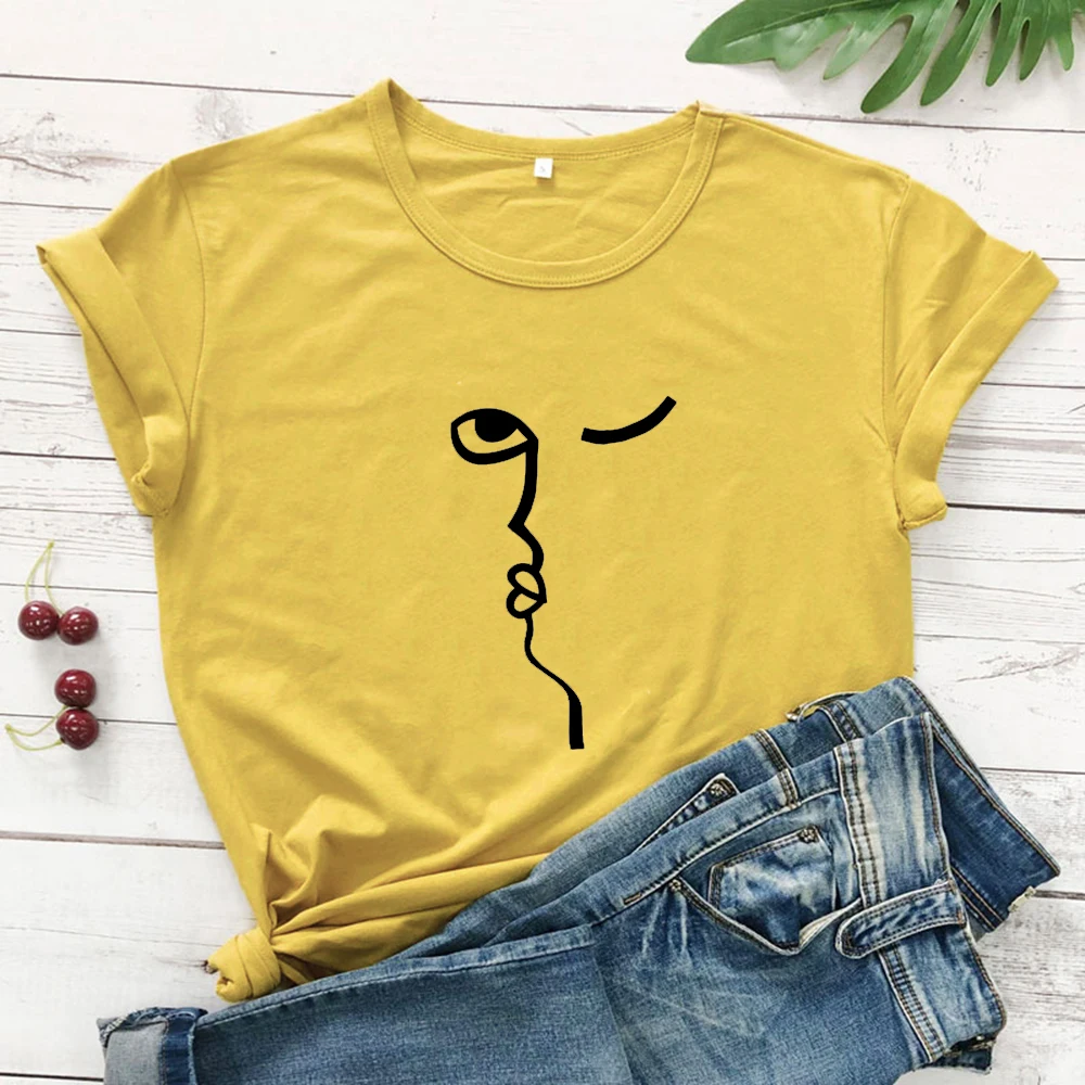 Face abstract print t shirt simple Women Cotton Casual Funny short tops Gift For Lady Yong Girl summer Tee Drop Ship O-neck tops
Face abstract print t shirt simple Women Cotton Casual Funny short tops Gift For Lady Yong Girl summer Tee Drop Ship O-neck tops