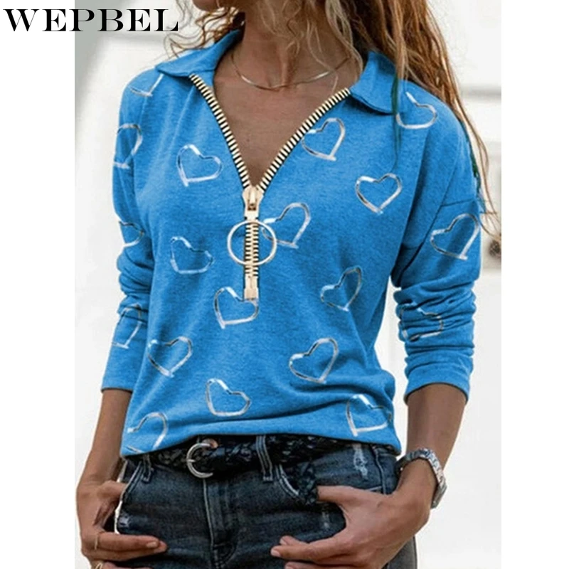 WEPBEL T-shirt Women's Casual Zip T-shirt Spring and Autumn Fashion Printed Loose Long Sleeve V-neck Pullover T-shirt Tops
WEPBEL T-shirt Women's Casual Zip T-shirt Spring and Autumn Fashion Printed Loose Long Sleeve V-neck Pullover T-shirt Tops