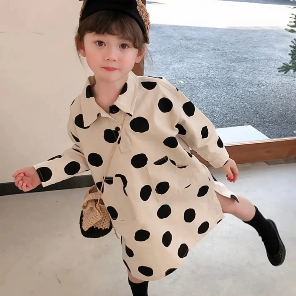 Kids Long Sleeve Dot Cotton Dress For Girls 3-10 Years Toddler Girl Autumn Clothing Turn Down Collar Loose Casual Dresses 6 8 9
Kids Long Sleeve Dot Cotton Dress For Girls 3-10 Years Toddler Girl Autumn Clothing Turn Down Collar Loose Casual Dresses 6 8 9