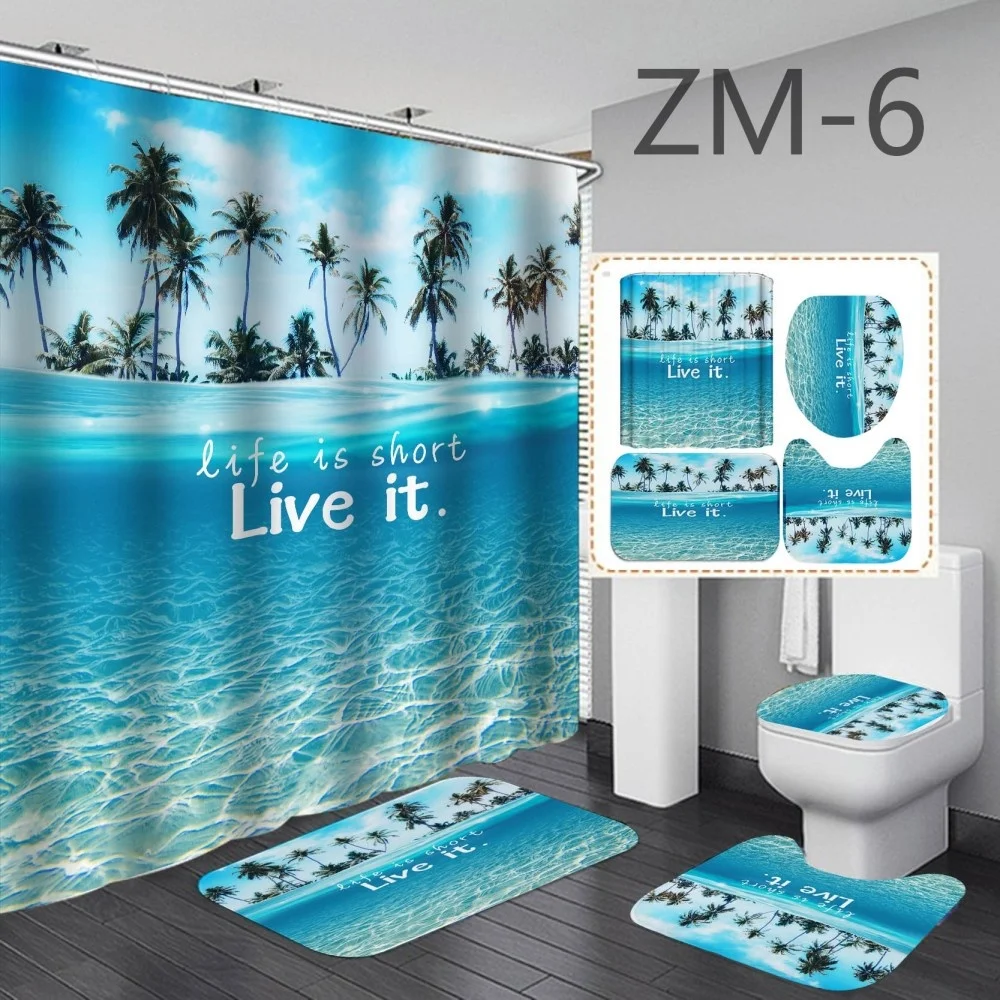 Fashion Sea Blue Beach Shower Curtain With Non Slip Rug Mat Bathroom Curtains Waterproof Polyester Bathroom Curtain with Hooks
Fashion Sea Blue Beach Shower Curtain With Non Slip Rug Mat Bathroom Curtains Waterproof Polyester Bathroom Curtain with Hooks