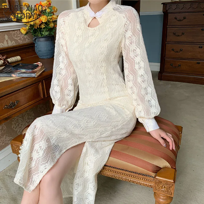 Elegant High Waist Cheongsam Lace Long Dress for Women 2022 Winter Slim Puff Sleeve Apricot Ladies Dress Split Side Dress 12764
Elegant High Waist Cheongsam Lace Long Dress for Women 2022 Winter Slim Puff Sleeve Apricot Ladies Dress Split Side Dress 12764