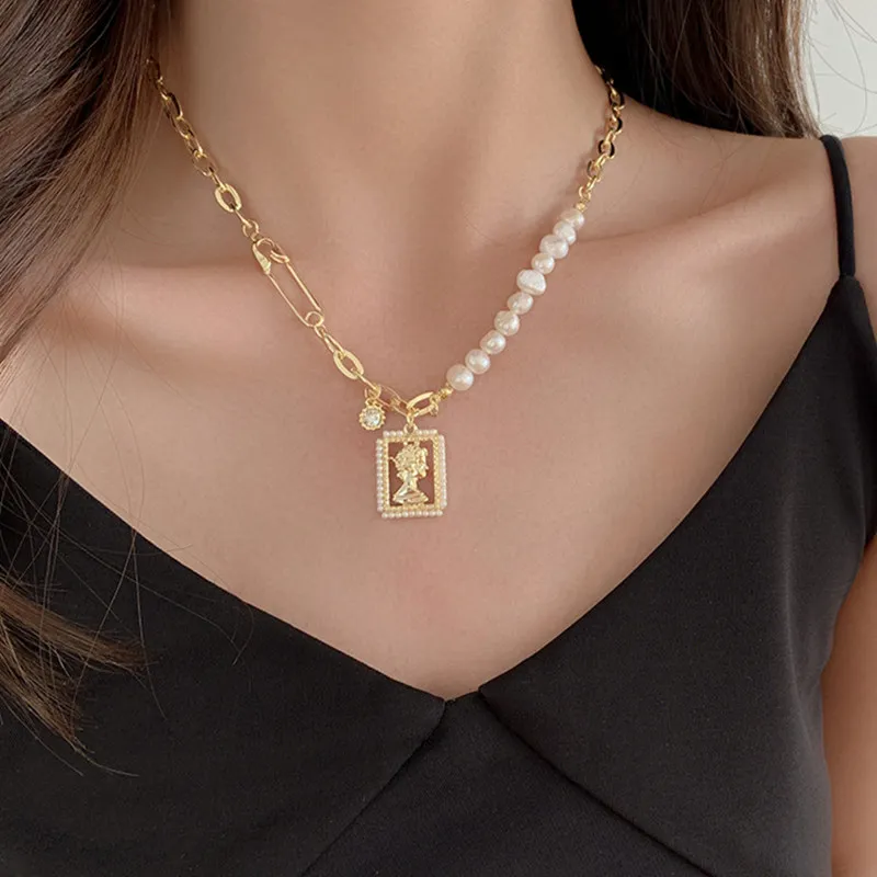Vintage Girls Natural Freshwater Pearl Necklace Women Fashion Contracted Baroque Square Pendant Clavicle Chain Jewelry Gift
Vintage Girls Natural Freshwater Pearl Necklace Women Fashion Contracted Baroque Square Pendant Clavicle Chain Jewelry Gift