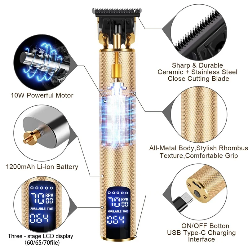 LCD Hair Clipper T-Blade Trimmer Cordless Electric Hair Trimmer Men Barber Hair Cutting Machine for Men
LCD Hair Clipper T-Blade Trimmer Cordless Electric Hair Trimmer Men Barber Hair Cutting Machine for Men