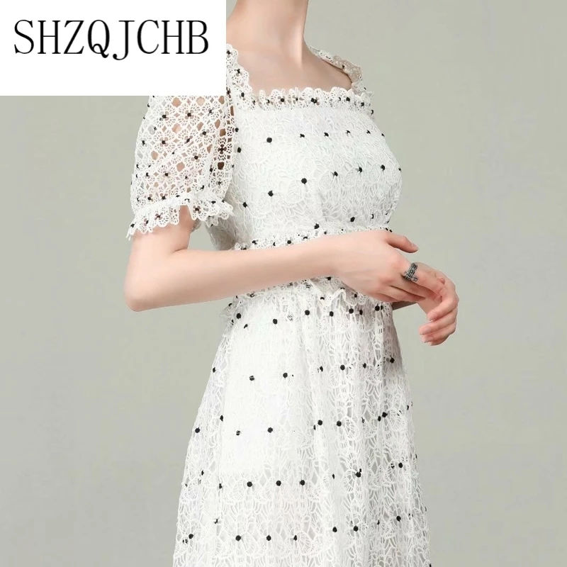 Dot Polka Women Dress France Court Style Square Neck Ruffle Sleeve Hollow Out Bohemian Dress Summer Casual Lace Dresses
Dot Polka Women Dress France Court Style Square Neck Ruffle Sleeve Hollow Out Bohemian Dress Summer Casual Lace Dresses