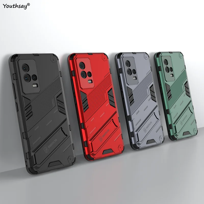 

For vivo iQOO 8 Case Forvivo iQOO 8 Cover Armor Silicone Invisible Holder Hard PC Protective Cover For vivo iQOO 8 Pro Case