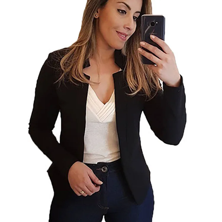 Jacket Jacket Suit Solid Color stand-up Collar Slim long-sleeved Cardigan Cardigan Temperament Commuter 2021 Summer New Style
Jacket Jacket Suit Solid Color stand-up Collar Slim long-sleeved Cardigan Cardigan Temperament Commuter 2021 Summer New Style