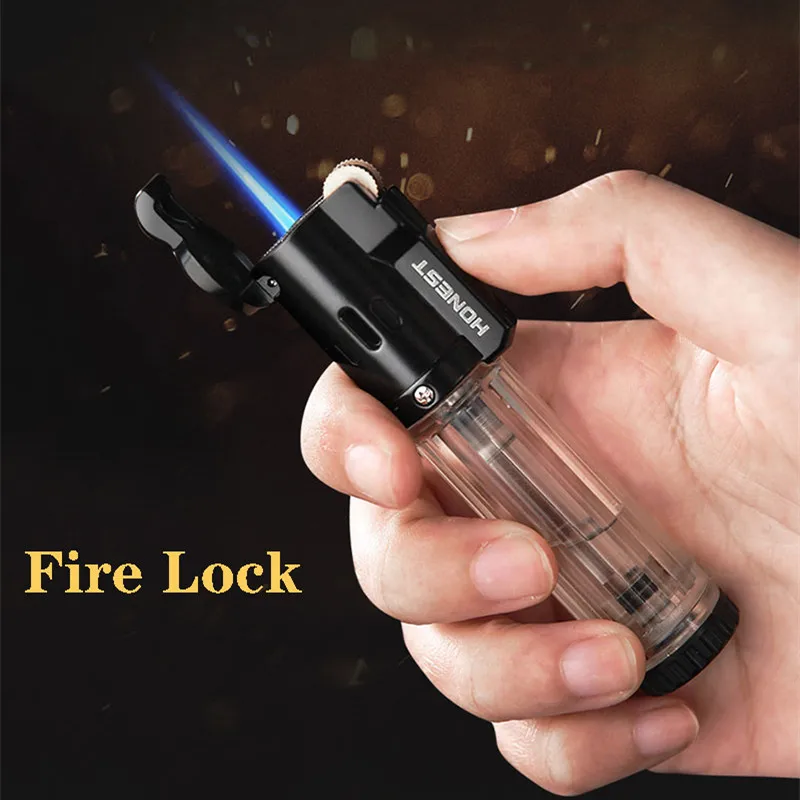 Honest Butane Gas Lighter Transparent Visible Fuel Tank Windproof Blue Flame Cigar Lighter Cigarette Accessories Men Gift
Honest Butane Gas Lighter Transparent Visible Fuel Tank Windproof Blue Flame Cigar Lighter Cigarette Accessories Men Gift
