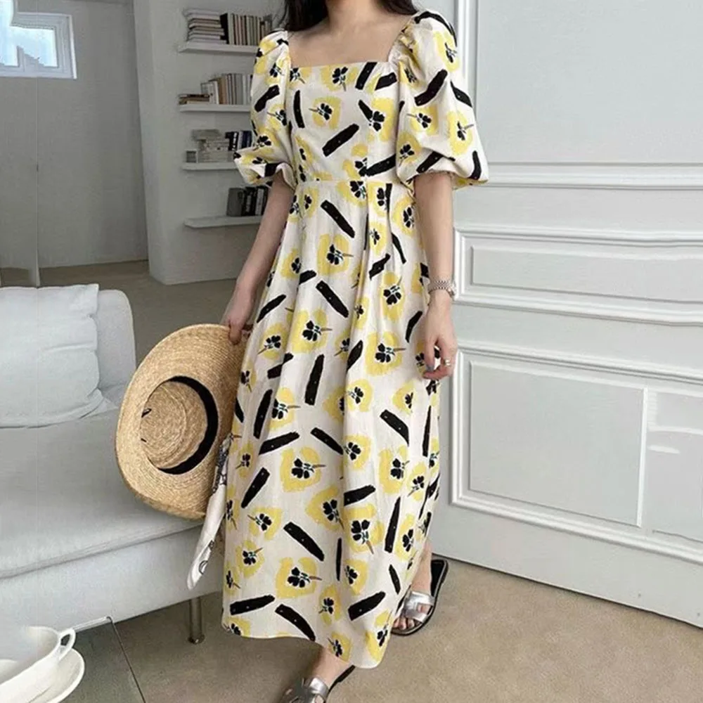 2021 Summer New Korean Fashion Temperament Printing Square Collar Puff Sleeve Draw Back Women's Dress Loose Casual
2021 Summer New Korean Fashion Temperament Printing Square Collar Puff Sleeve Draw Back Women's Dress Loose Casual