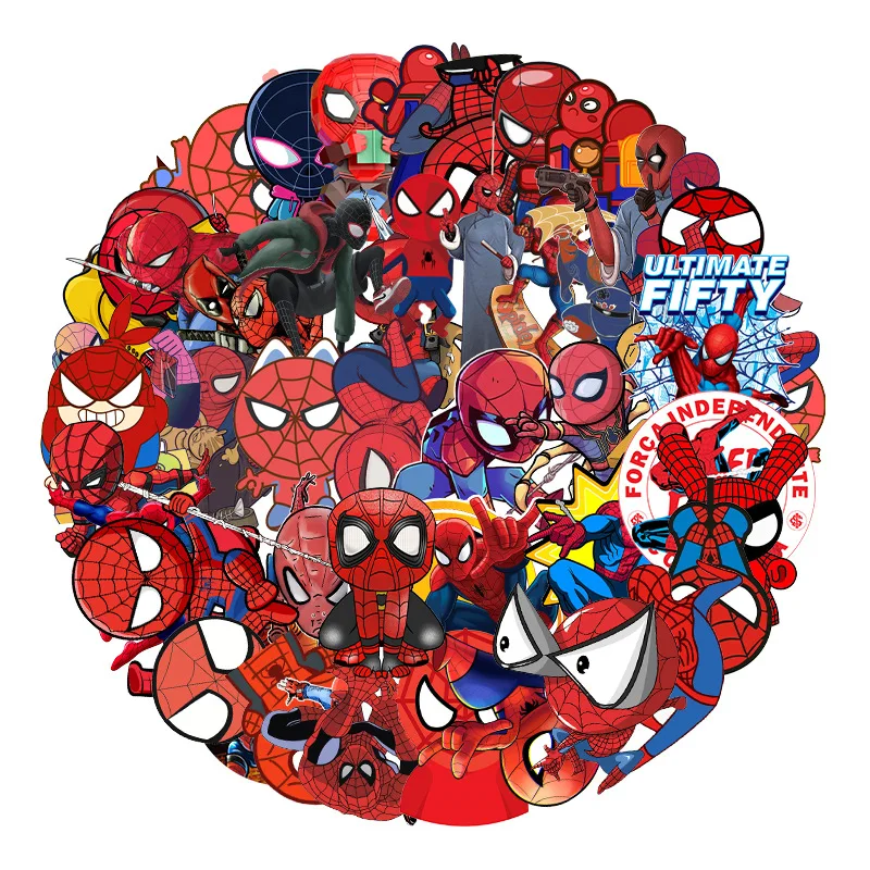 

57pcs/pack Spiderman Catoon Stickers Marvel Hero Disney DIY Laptop Phone Guitar PS4 Skateboard Teenager Graffiti Boys Gifts Toys