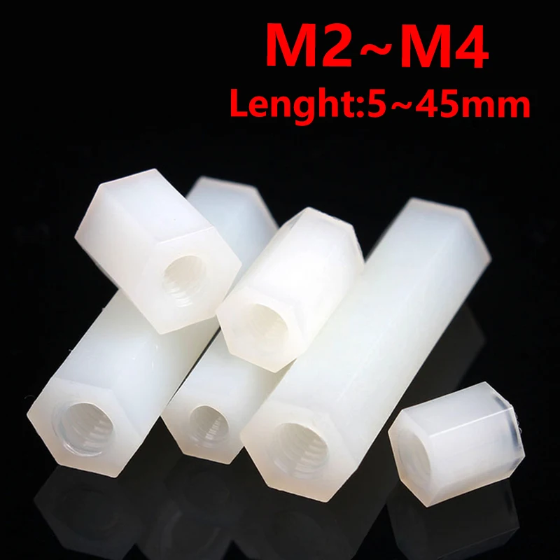 50pcs M2 M2.5 M3 M4 White Nylon Double pass Hex Standoff Female Plastic Hexagonal Threaded Motherboard Spacer Pillar Boards Nut
50pcs M2 M2.5 M3 M4 White Nylon Double pass Hex Standoff Female Plastic Hexagonal Threaded Motherboard Spacer Pillar Boards Nut