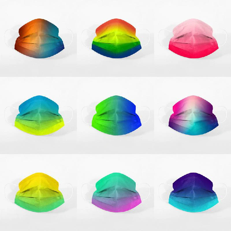 In Stock Mask Fashion Multicolor Gradient Rainbow Colour Adult Disposable Mask 3ply Mask Breathable Protection Masque Mascarilla
In Stock Mask Fashion Multicolor Gradient Rainbow Colour Adult Disposable Mask 3ply Mask Breathable Protection Masque Mascarilla