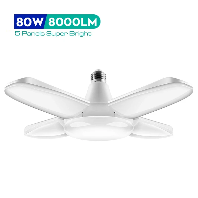 LED Light Bulbs 30/80W Foldable Light E27 Led Garage Light Fan Blade Folding Bulb Ceiling Lights For Garage Workshop Living Rom
LED Light Bulbs 30/80W Foldable Light E27 Led Garage Light Fan Blade Folding Bulb Ceiling Lights For Garage Workshop Living Rom