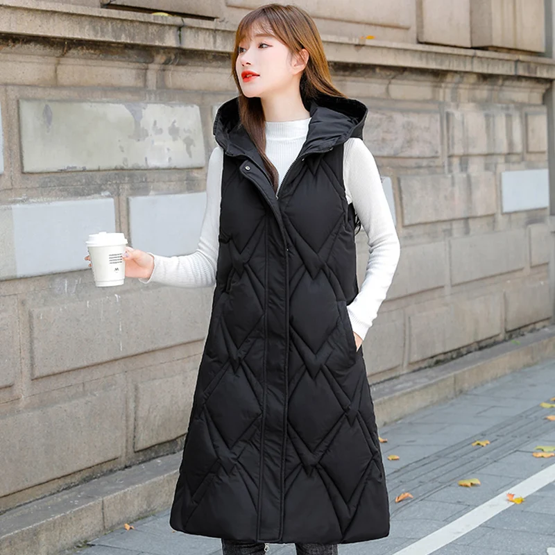 Autumn Winter Cotton Vest Women Casual Warm Sleeveless Waistcoat Female Parkas Hooded Long Black Vest Woman Sleeveless Jacket
Autumn Winter Cotton Vest Women Casual Warm Sleeveless Waistcoat Female Parkas Hooded Long Black Vest Woman Sleeveless Jacket
