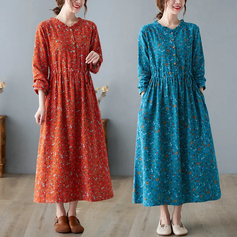 2022 Autumn Winter New Leisure Loose Slimming Literary Pocket Round Neck Floral Dress Temperament Women Long Dress Free Shipping
2022 Autumn Winter New Leisure Loose Slimming Literary Pocket Round Neck Floral Dress Temperament Women Long Dress Free Shipping
