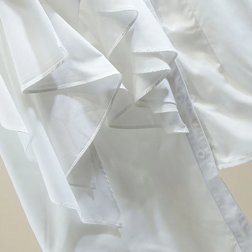 Blouse White Irregular Ruffled Personality Sleeveless Shirt Women's Fashion Design Blouse Loose And Versatile Temperament Top
Blouse White Irregular Ruffled Personality Sleeveless Shirt Women's Fashion Design Blouse Loose And Versatile Temperament Top
