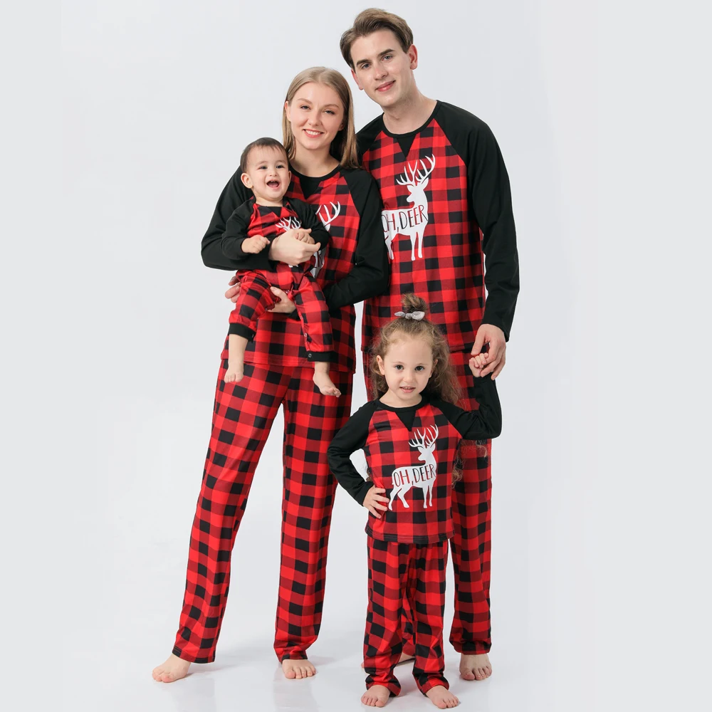 New Year Christmas Pajamas Family Matching Clothes Plaid Cartoon Elk Print Long-sleeve Sleepwear Christmas Sets
New Year Christmas Pajamas Family Matching Clothes Plaid Cartoon Elk Print Long-sleeve Sleepwear Christmas Sets
