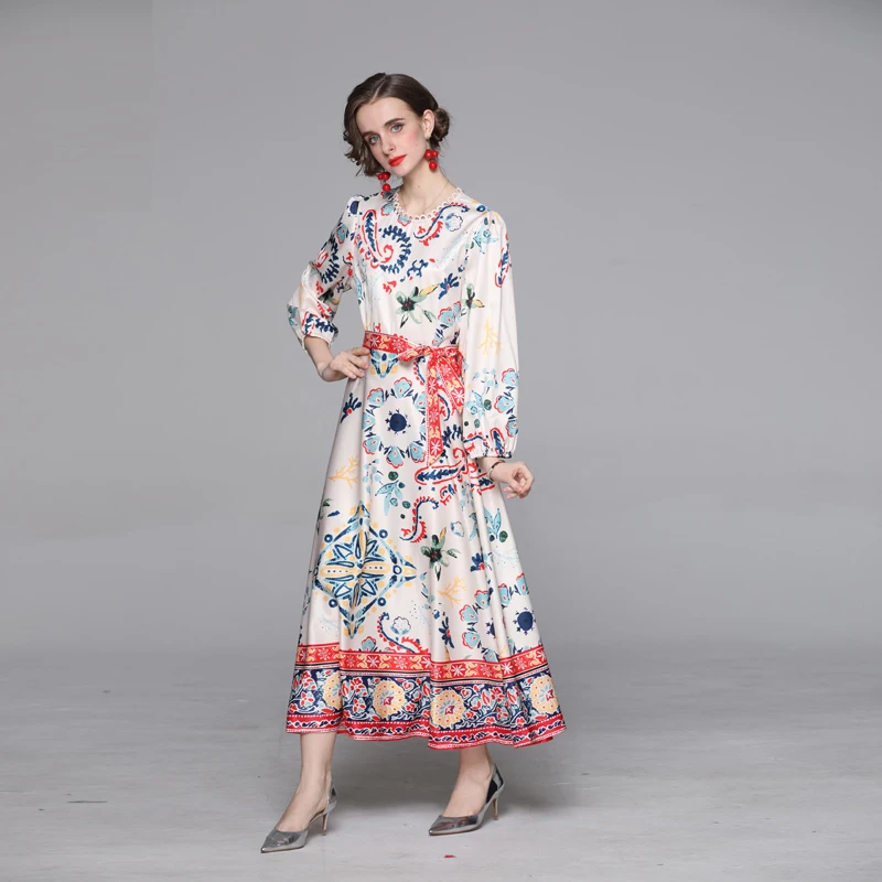 Vestidos De Mujer Dress For Women 2021 New Vintage Colorful Floral Print Puff Sleeve O-Neck Robe Femme Fashion Runway Long Dress
Vestidos De Mujer Dress For Women 2021 New Vintage Colorful Floral Print Puff Sleeve O-Neck Robe Femme Fashion Runway Long Dress