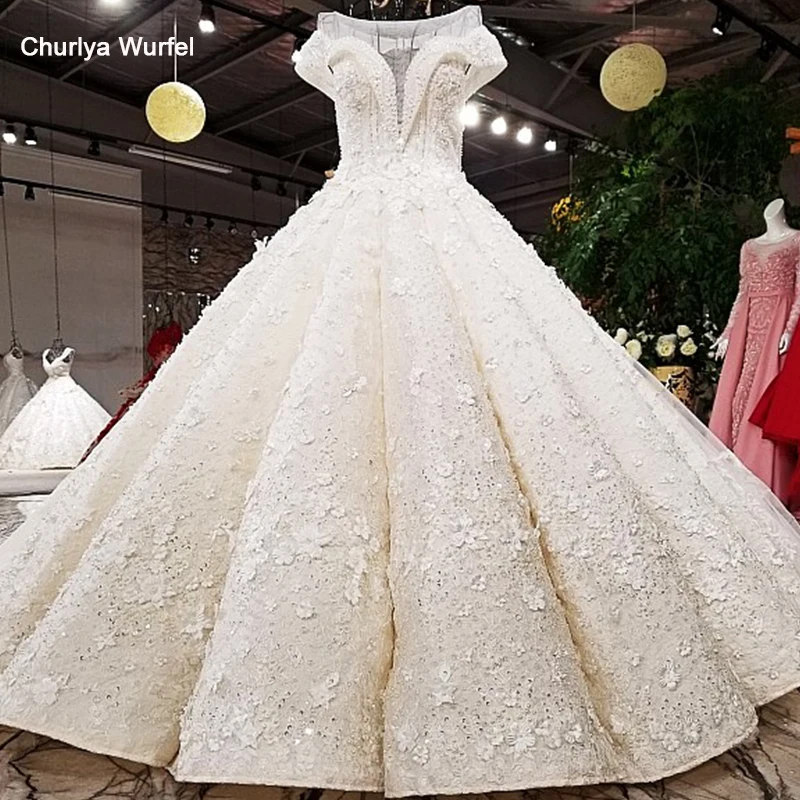 LS64130 роскошный бальное платье свадебное o шею с коротким рукавом зашнуруйте вверх