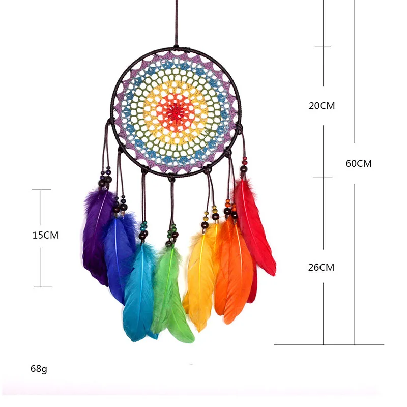V Home Decoration Rainbow Capture Dream Net Handmade Circular Net With Feathers For Wedding Gift Car Hanging Wall Ornament
V Home Decoration Rainbow Capture Dream Net Handmade Circular Net With Feathers For Wedding Gift Car Hanging Wall Ornament