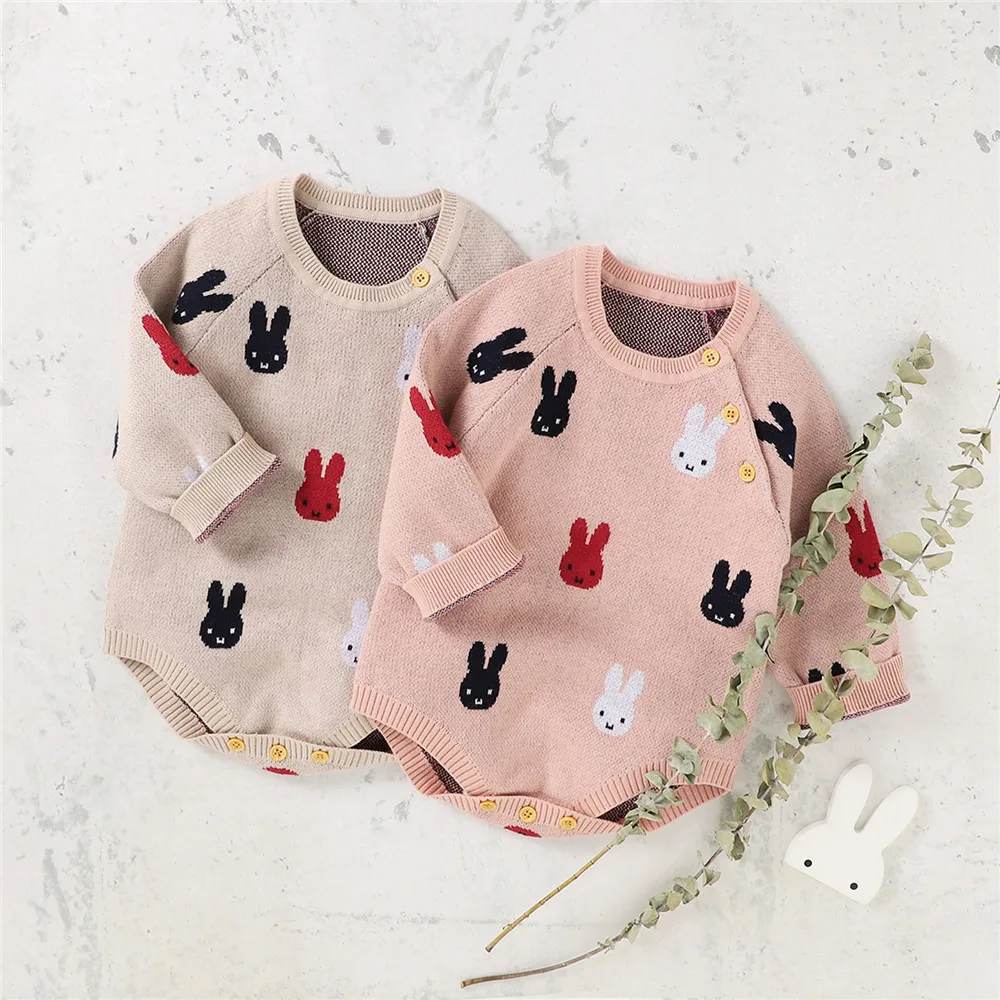 Spring Autumn Unisex Baby Knitted Rabbit Print Long Sleeve Romper Infant Boy Girl Warm Bunny Pattern Oblique Button Bodysuits
Spring Autumn Unisex Baby Knitted Rabbit Print Long Sleeve Romper Infant Boy Girl Warm Bunny Pattern Oblique Button Bodysuits