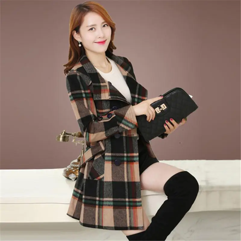 Women Plaid Overcoat New Female Spring Autumn Woolen Coat Femme Fashion Wool Jacket Women's Winter Add cotton CoatB527
Women Plaid Overcoat New Female Spring Autumn Woolen Coat Femme Fashion Wool Jacket Women's Winter Add cotton CoatB527