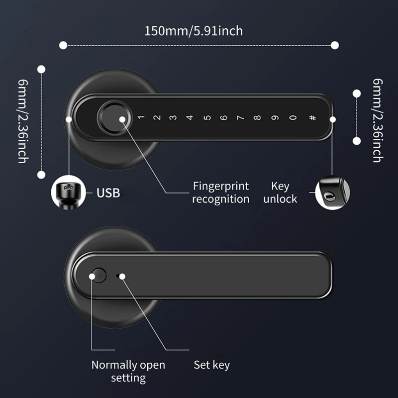 50 Fingerprints and Touch Screen Smart Keyless Door Lock for Wooden Doors Black Digital Single Fingerprint Door Lock
50 Fingerprints and Touch Screen Smart Keyless Door Lock for Wooden Doors Black Digital Single Fingerprint Door Lock