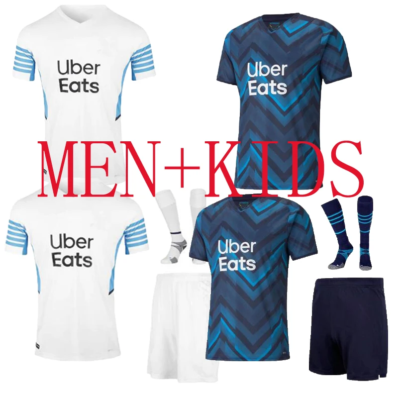 

2021 2022 Olympique De Marseille jerseys maillot De foot THAUVIN BENEDETTO KAMARA PAYET OM football shirts men and kids sets