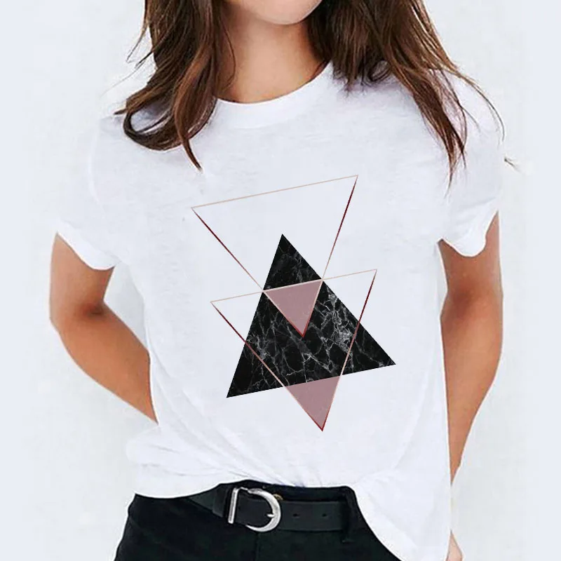 Women's summer t-shirt, beautiful geometric print, 90s printed t-shirt, harajuku style, short-sleeved, female 
Women's summer t-shirt, beautiful geometric print, 90s printed t-shirt, harajuku style, short-sleeved, female