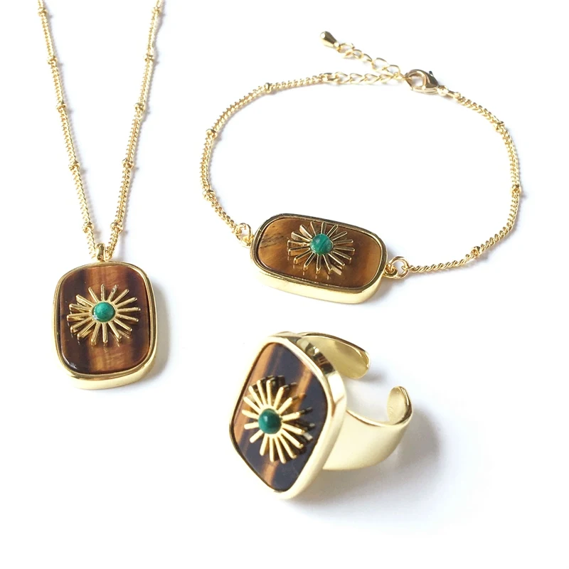 FUWO Natural Tiger's Eye Jewelry Sets,Fashion Shining Light Semi Precious Stones Necklace Bracelet Ring Gift For Women JS009
FUWO Natural Tiger's Eye Jewelry Sets,Fashion Shining Light Semi Precious Stones Necklace Bracelet Ring Gift For Women JS009