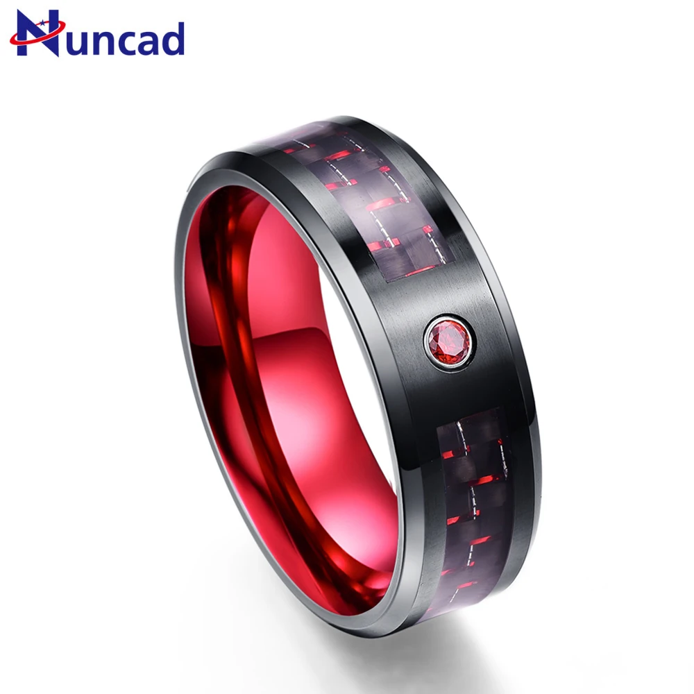 Nuncad black 8MM wide 3.0MM thick tungsten steel ring with inlaid red carbon fiber for wedding gift size 7-12
Nuncad black 8MM wide 3.0MM thick tungsten steel ring with inlaid red carbon fiber for wedding gift size 7-12