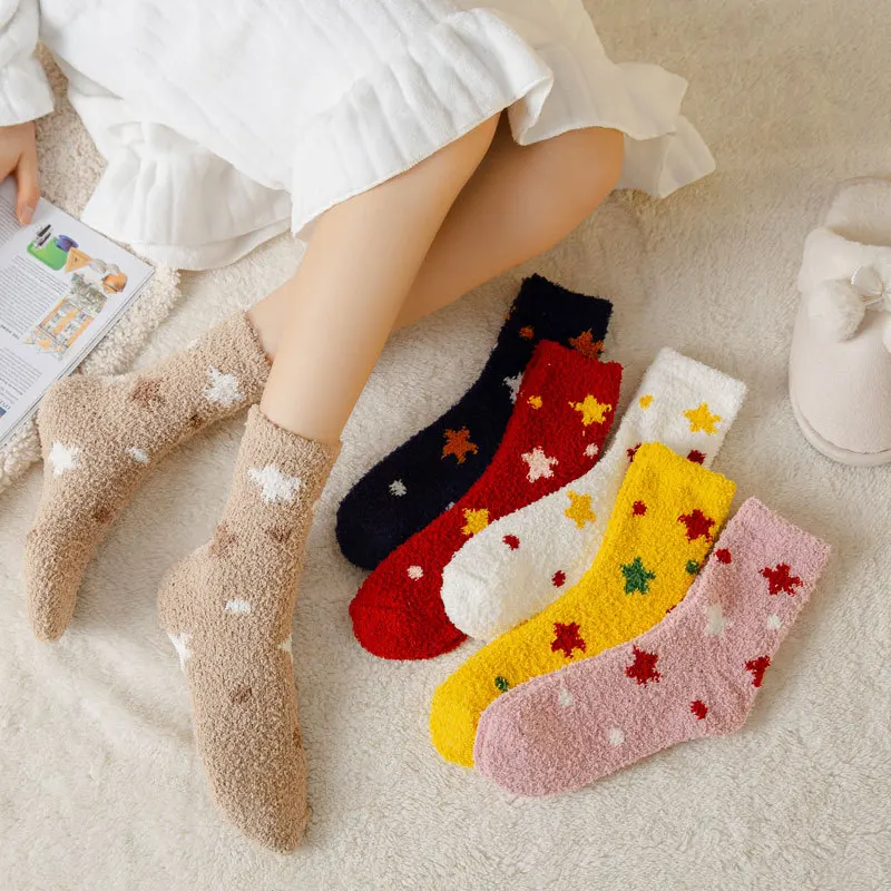Women Winter Star Print Socks Warming Coral Fleece Thick Home Floor Socks Warm Japanese Style Cartoon Cute Stars Sleeping Socks
Women Winter Star Print Socks Warming Coral Fleece Thick Home Floor Socks Warm Japanese Style Cartoon Cute Stars Sleeping Socks