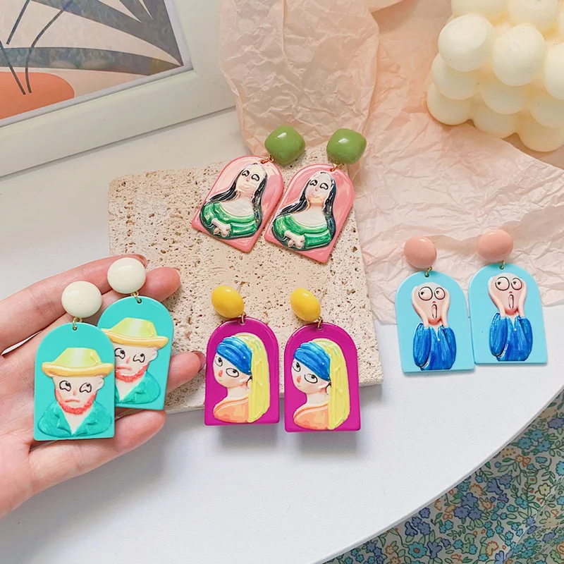 LOVOACC Cute Queen Portrait Mona Lisa Painting Geometric Drop Dangle Earring for Women Fashion Resin Earring Jewelry Pendientes
LOVOACC Cute Queen Portrait Mona Lisa Painting Geometric Drop Dangle Earring for Women Fashion Resin Earring Jewelry Pendientes