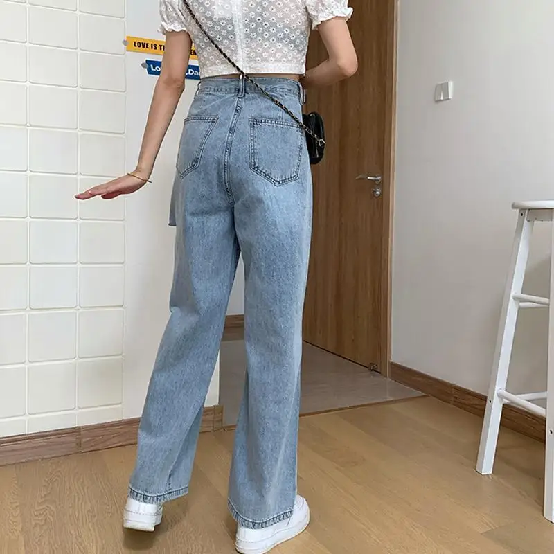 Hole jeans women's spring and autumn versatile high waist slim loose wide leg student new light color floor dragging pants
Hole jeans women's spring and autumn versatile high waist slim loose wide leg student new light color floor dragging pants